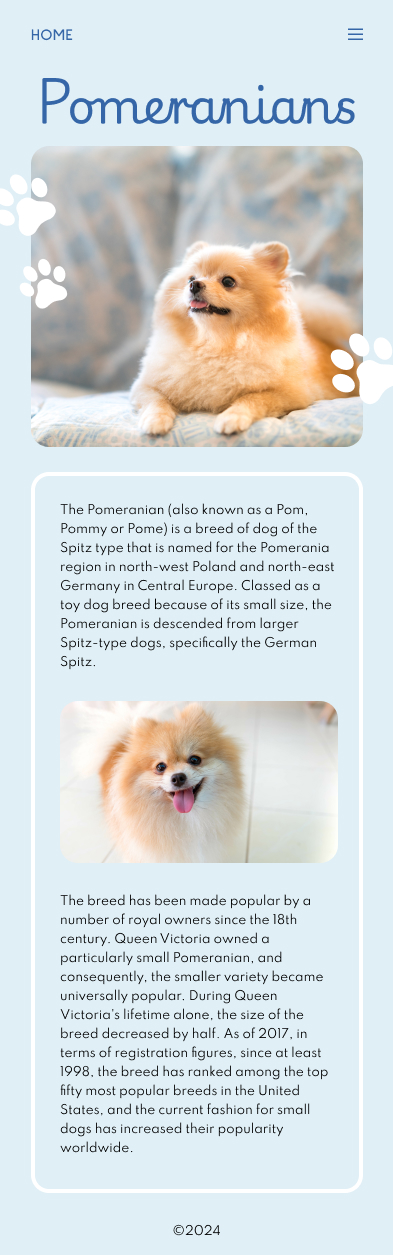 Pomeranians microsite mockup A mobile